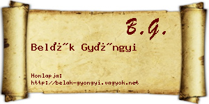 Belák Gyöngyi névjegykártya
