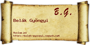 Belák Gyöngyi névjegykártya
